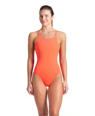 Arena W Team Swimsuit Swim Pro Solid BRIGHT CORAL-PLUM