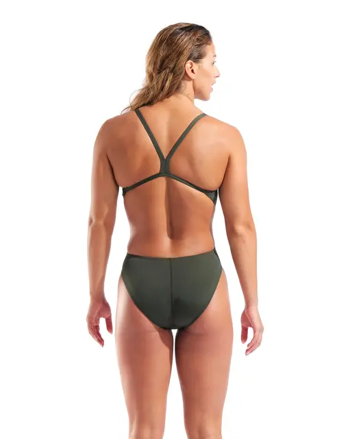 Arena W Team Swimsuit Challenge Solid DARK SAGE-SHOCKING PINK 