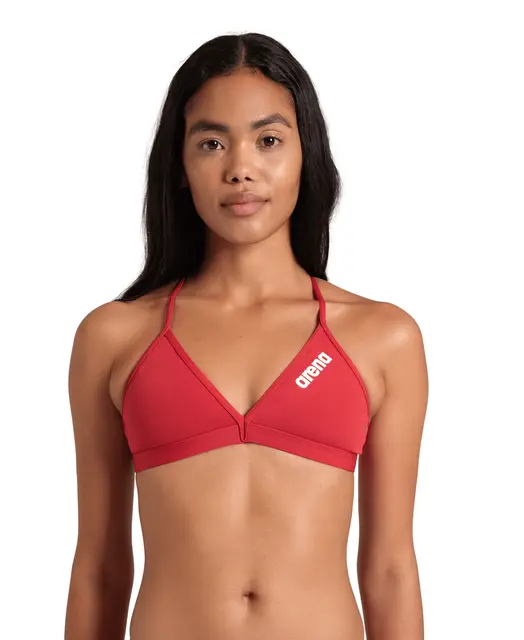 Arena W Team Swim Top Tie Back Solid Red 