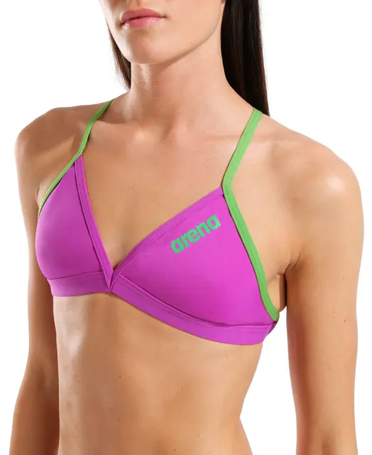 ARENA W TEAM SWIM TOP TIE BACK SOLID VERY FUCHSIA-TEAM GREEN 